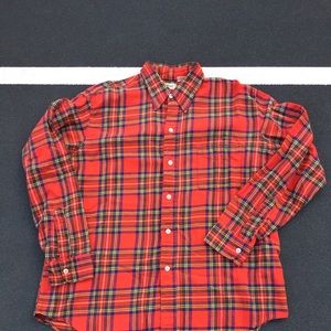 LL Bean Red Plaid Button Down